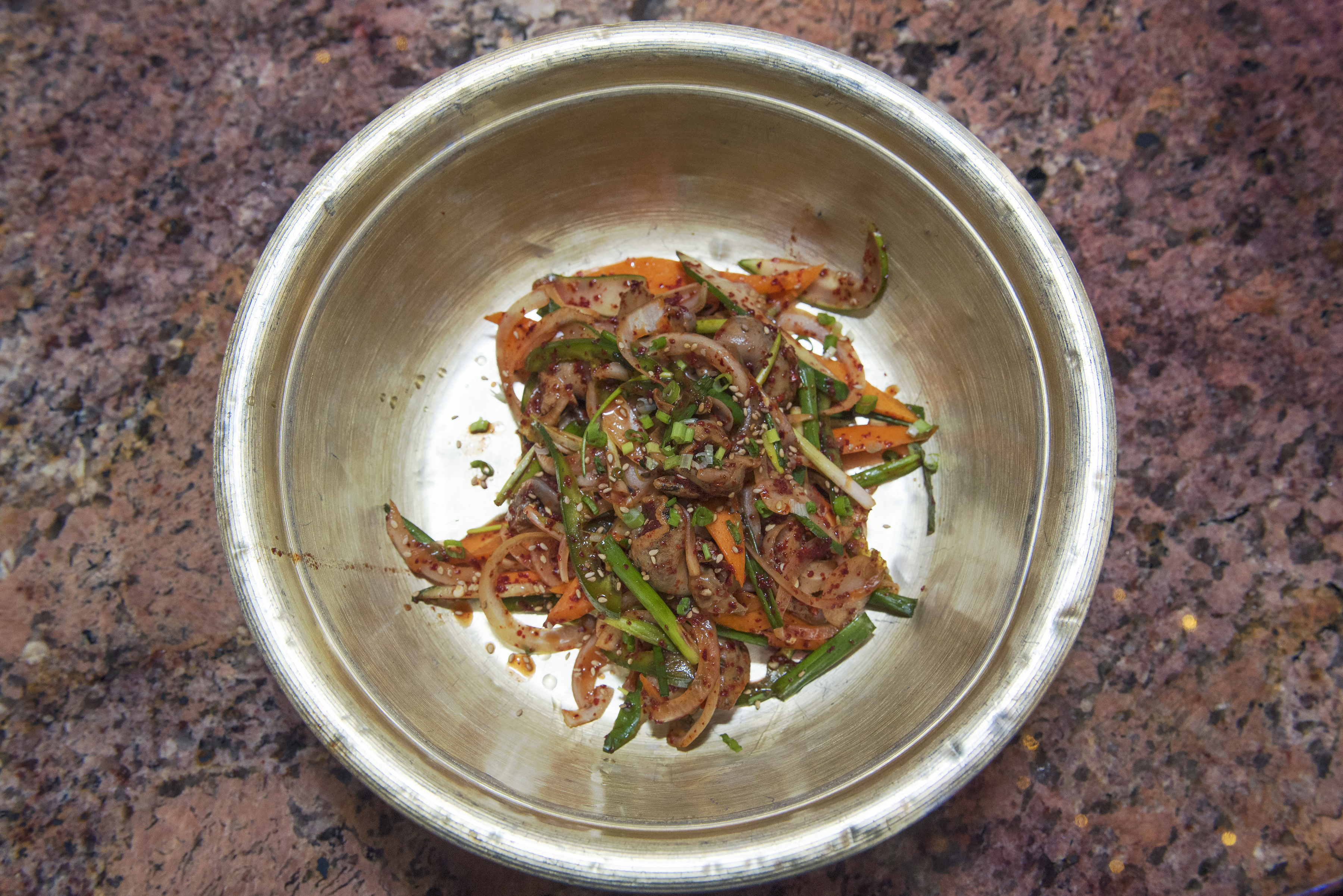 Golbangee (spicy Escargot Salad) spicy is the key word here. Not for the faint of heart.