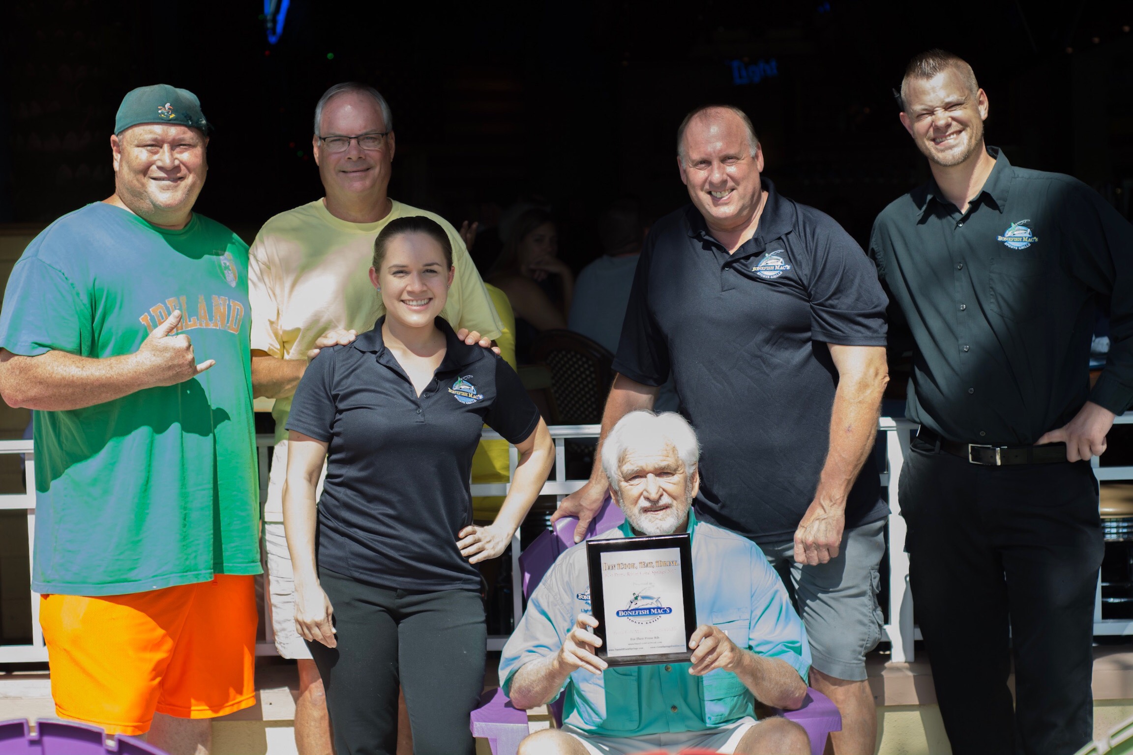 L to R: The Talent, John, Geri, Chuck, Bill, PJ