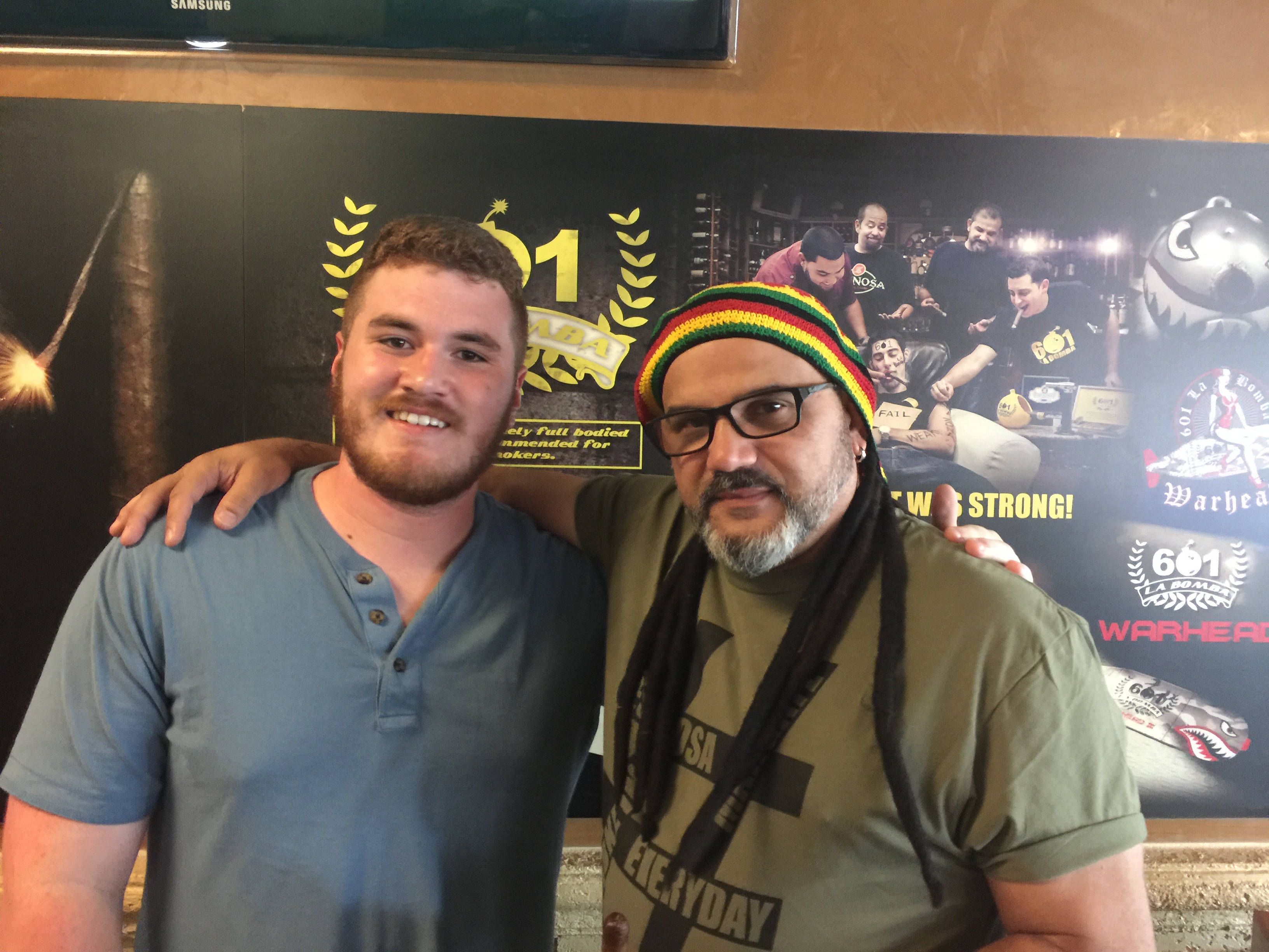 L to R: Hunter and Eric Espinoza, his Cigar Company Sponsors the Lounge.